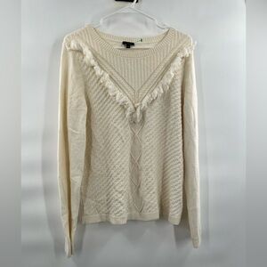 Talbots cream wool blend sweater long sleeve L